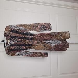 Davina Women's Long Sleeve Patchwork Print Dress XS